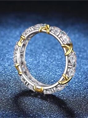 New Tiffany Style-Two-Tone Gold and Silver Ring with topaz